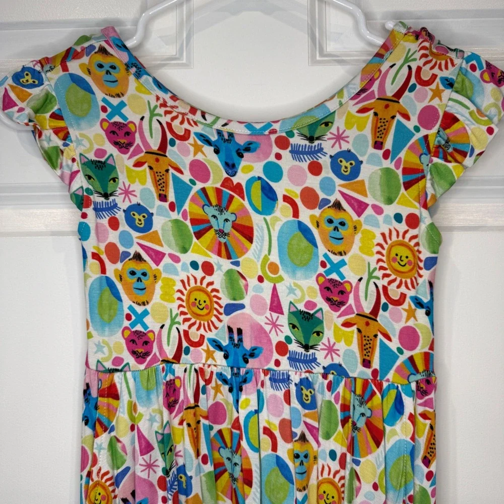 Muse Bamboo Threads Kids Animal‎ Print Bamboo Twirl Dress with Pockets Size 8/9